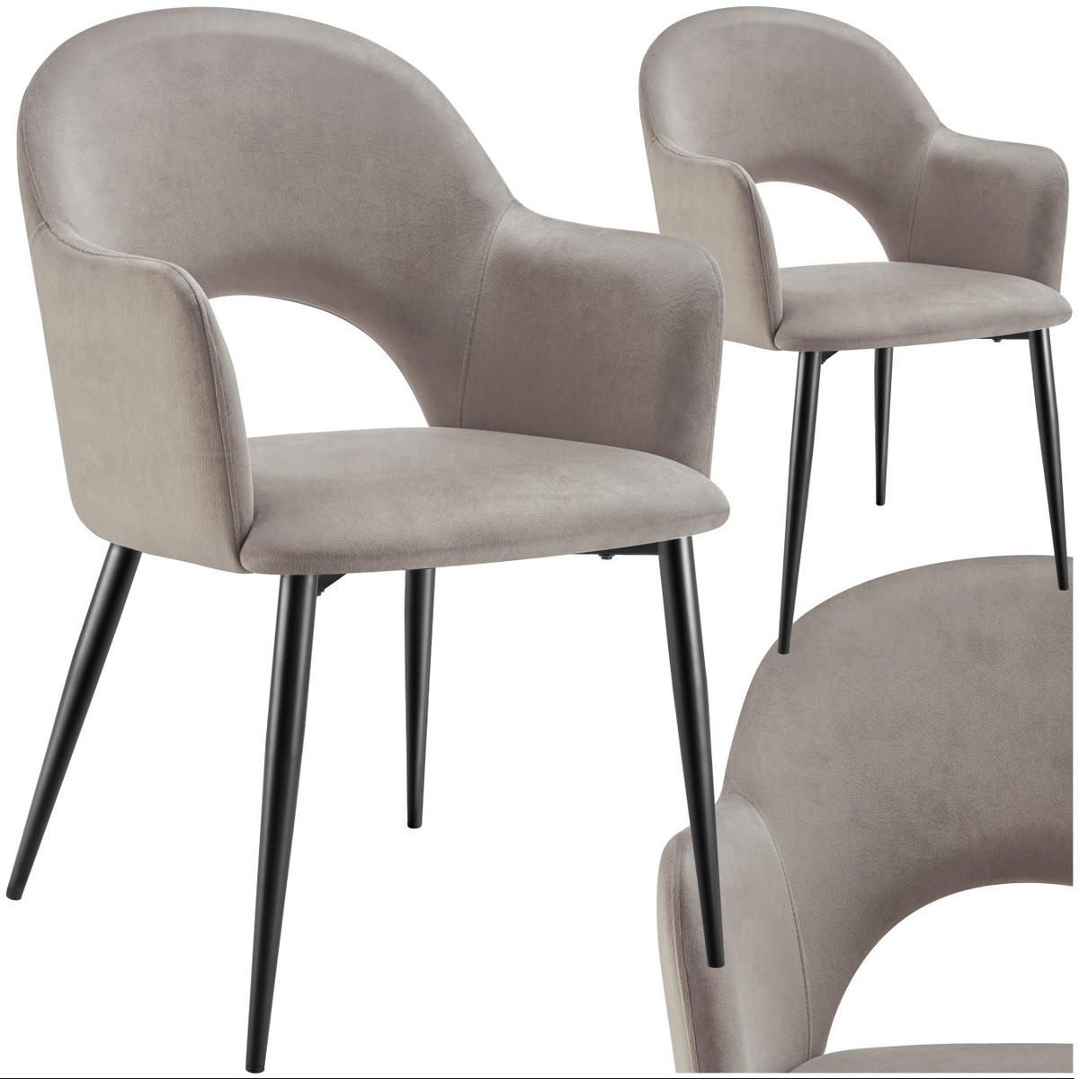 ARMLEHNSTUHL 2er Set Sachel 57 x 61 5 x 87 5 cm taupe - Taupe, Kunststoff (57/87.5/61.5cm) - tectake