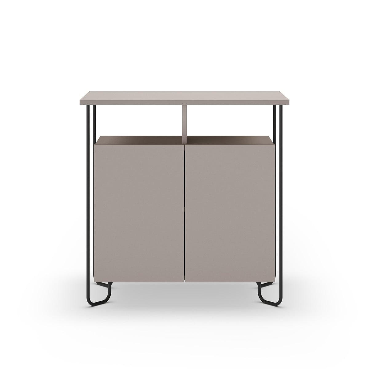 SIDEBOARD 2 Türen mit Metallfüßen B80 cm - DILLY - Braun, Holzwerkstoff (40/80/25.2cm) - Calicosy