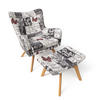 OHRENSESSEL Manhattan, Relaxsessel mit Hocker | Modern & Design, Gothic Love - Dunkelgrau/Kirschrot, Textil (67/50/87cm) - Supellex