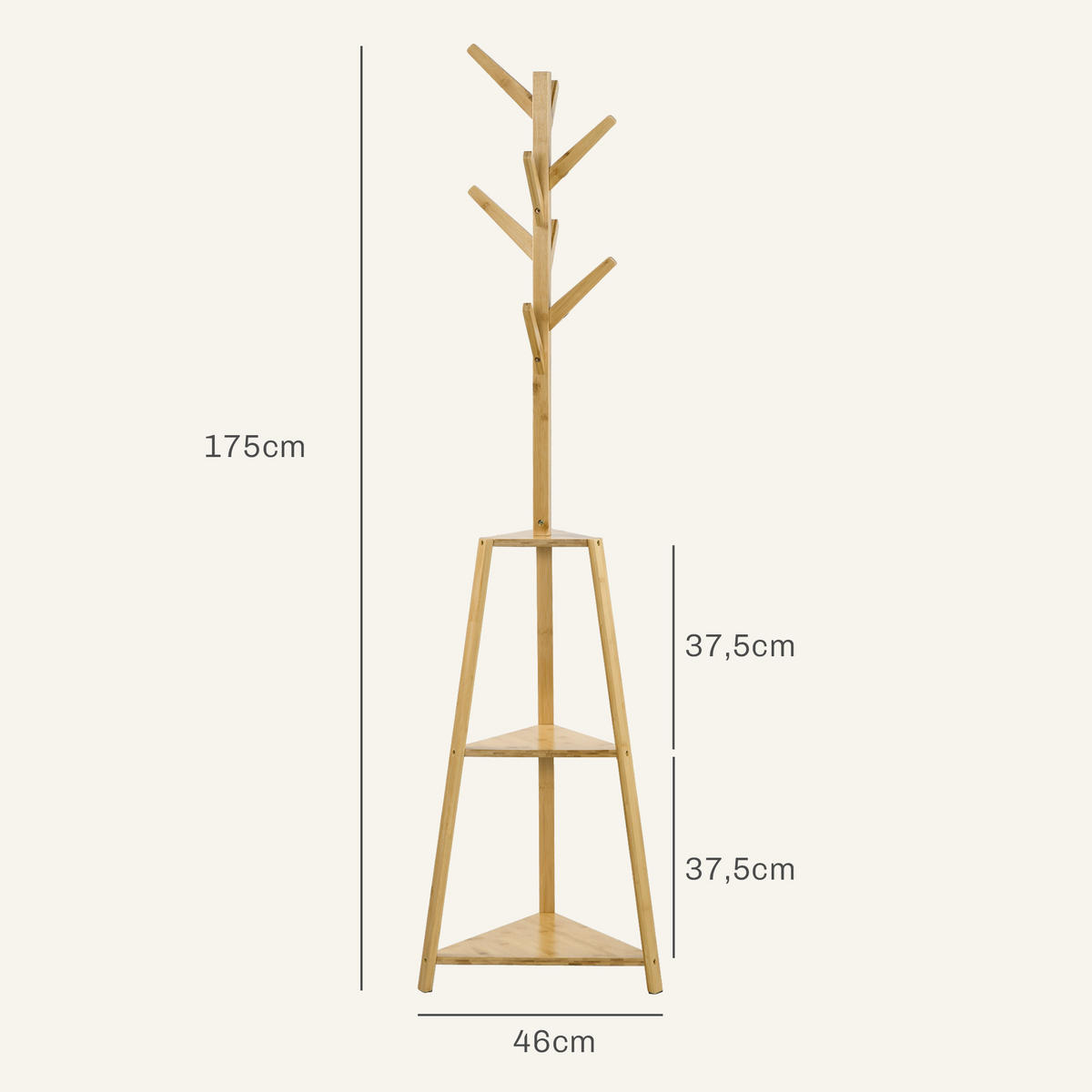 GARDEROBENSTÄNDER Naturfarben 46/46/175 cm - Naturfarben, Holz (46/175/46cm) - PANGIVO
