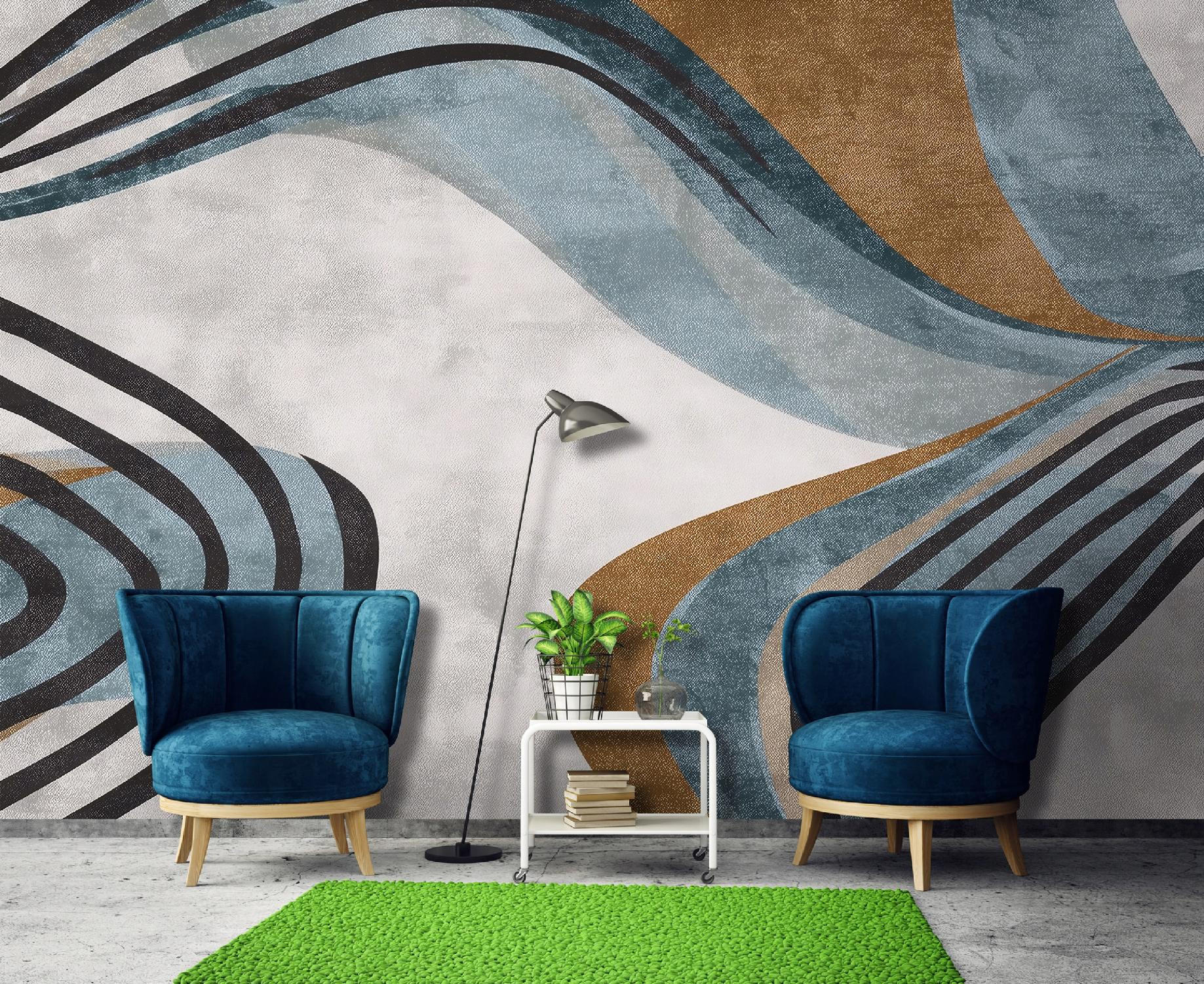 FOTOTAPETE Art Deco Abstrakt Grau 400x280 cm - Multicolor, Papier (400/280cm) - Wallarena