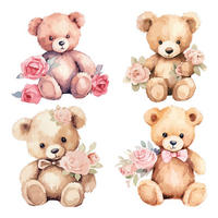 WANDAUFKLEBER 80x103cm - Teddybären - Multicolor, Kunststoff (80/103/0.1cm) - Wallfluent