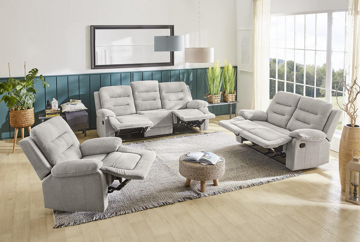RELAX-FERNSEHSESSEL Federkern, Liegefunktion verstellbar durch halbautomatische Relaxfunktion B101/T98/H103 cm, Chenille Grau / 15501 - Schwarz/Grau, Textil (101/103/98cm) - luma-home