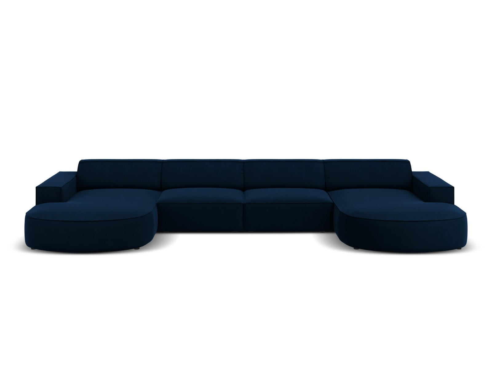 PANORAMASOFA Jodie aus Samt königsblau 6 Sitzplätze - Blau, Textil (166/70/364cm) - Micadoni