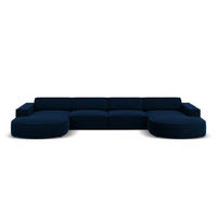 PANORAMASOFA Jodie aus Samt königsblau 6 Sitzplätze - Blau, Textil (166/70/364cm) - Micadoni