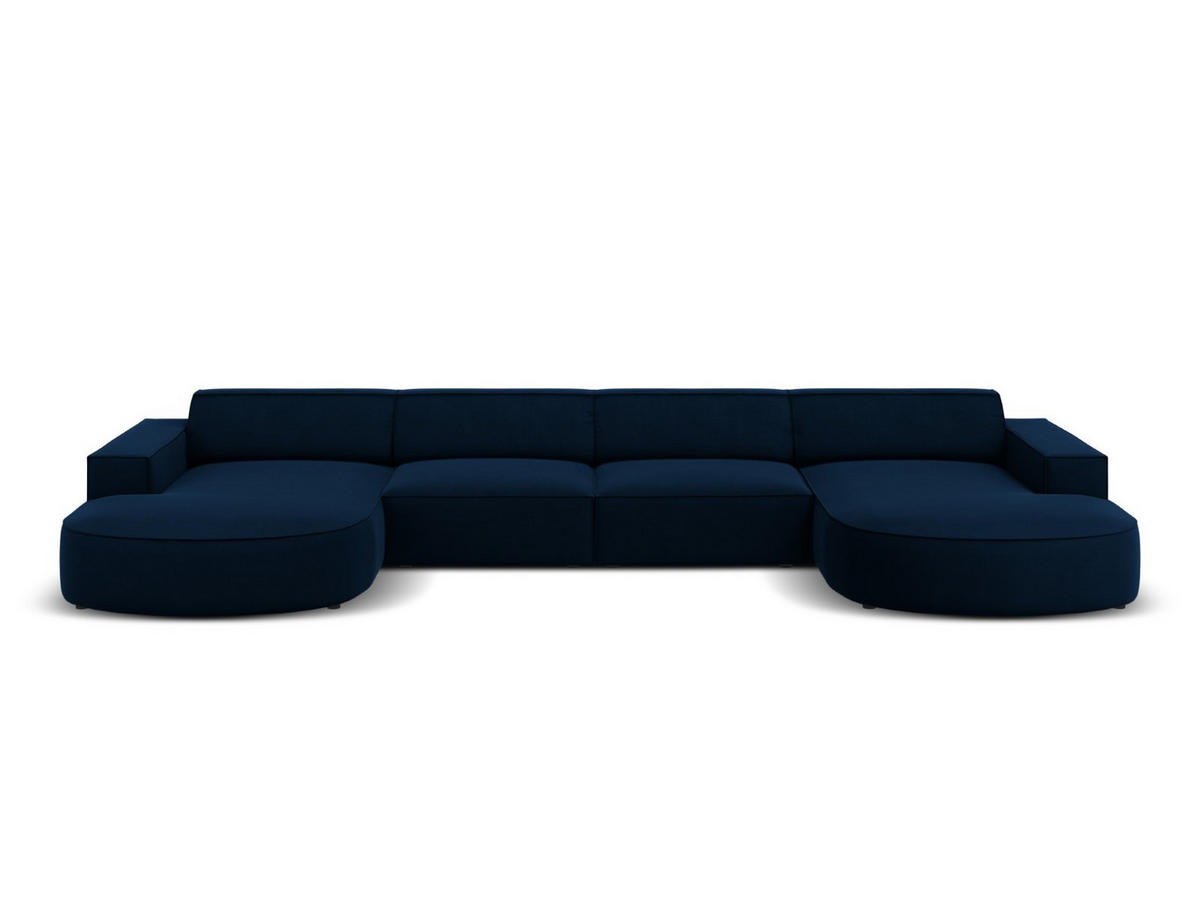 PANORAMASOFA Jodie aus Samt königsblau 6 Sitzplätze - Blau, Textil (166/70/364cm) - Micadoni
