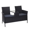 POLY-RATTAN SITZBANK MIT TISCH Schwarz, Grau - Schwarz/Grau, Kunststoff (132/84/55cm) - MCW