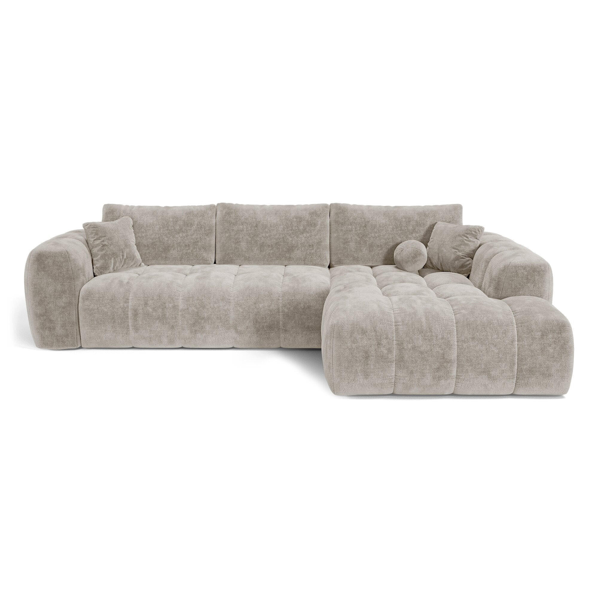 ECKSOFA rechtwinklig SKY Geprägter Samt Taupe 310cm - Taupe, Textil (310/180cm) - Premium Interiors
