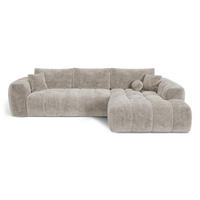 ECKSOFA rechtwinklig SKY Geprägter Samt Taupe 310cm - Taupe, Textil (310/180cm) - Premium Interiors