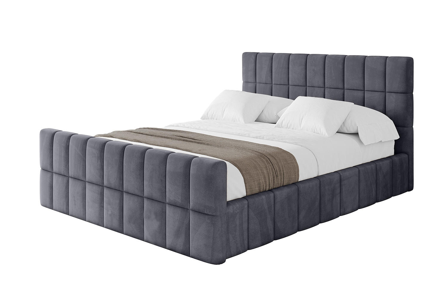 POLSTERBETT mit Bettkasten, Fußteil und Lattenrost, Boxbett ohne Matratze - AMEA-Z 120x200 Dunkelgrau - Dunkelgrau, Holzwerkstoff/Textil (120/200cm) - ALTDECOR