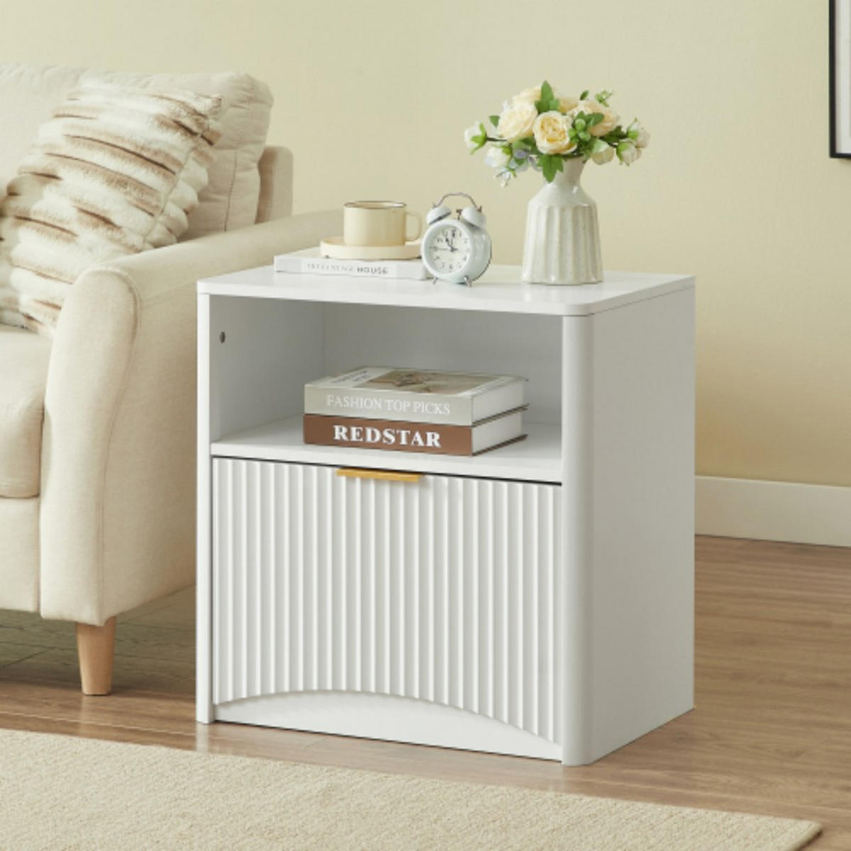 NACHTSCHRANK 58B/38T/60H cm Weiß - Weiß, Holzwerkstoff (38/60/58cm)