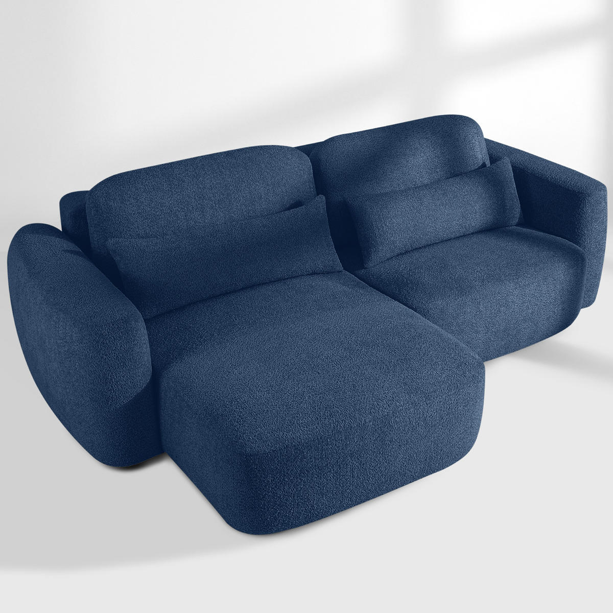 ECKSOFA links ELOSA - Dunkelblau, Holz/Textil (245/165cm) - KONSIMO®