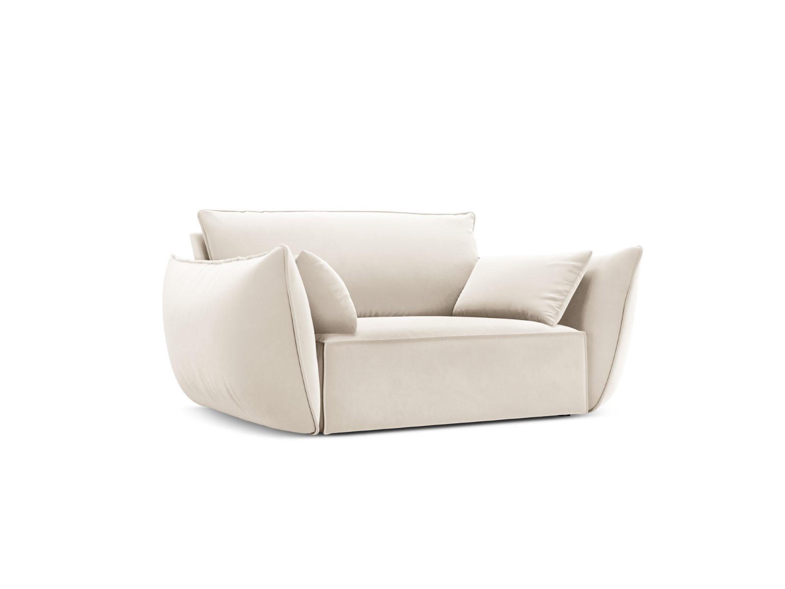 SESSEL Kaelle aus Samt leichtes beige - Creme, Textil (100/85/128cm) - Micadoni