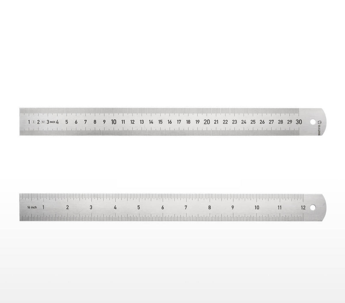 STAHLLINEAL 300 mm Edelstahl Genauigkeitsklasse Eg 1 - Silberfarben, Metall (30/3/1cm) - BAUHELD