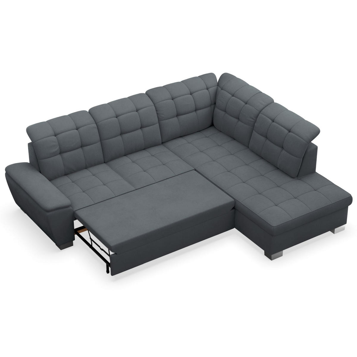 ECKSOFA Jamaal Dunkelgrau rechtsseitig - Dunkelgrau/Schwarz, Textil (258/212cm) - Selsey