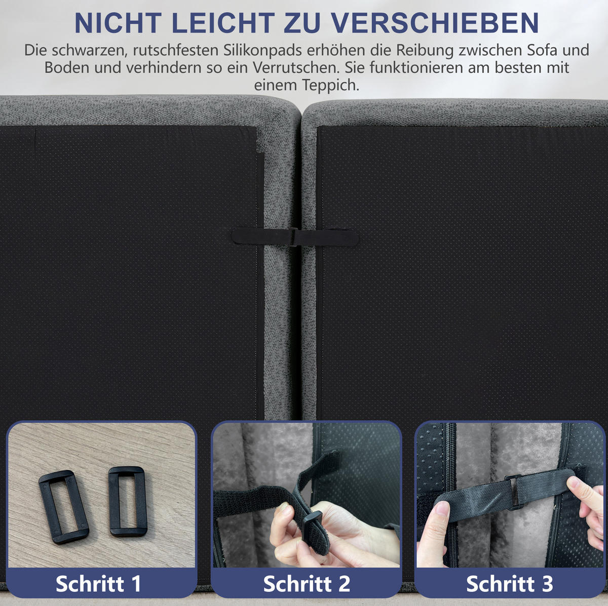 ECKSOFA aus granuliertem Fleece Grau 288x165x79 cm, modular in U- und L-Form stellbar - Grau, Textil (165/288cm) - IVMEU