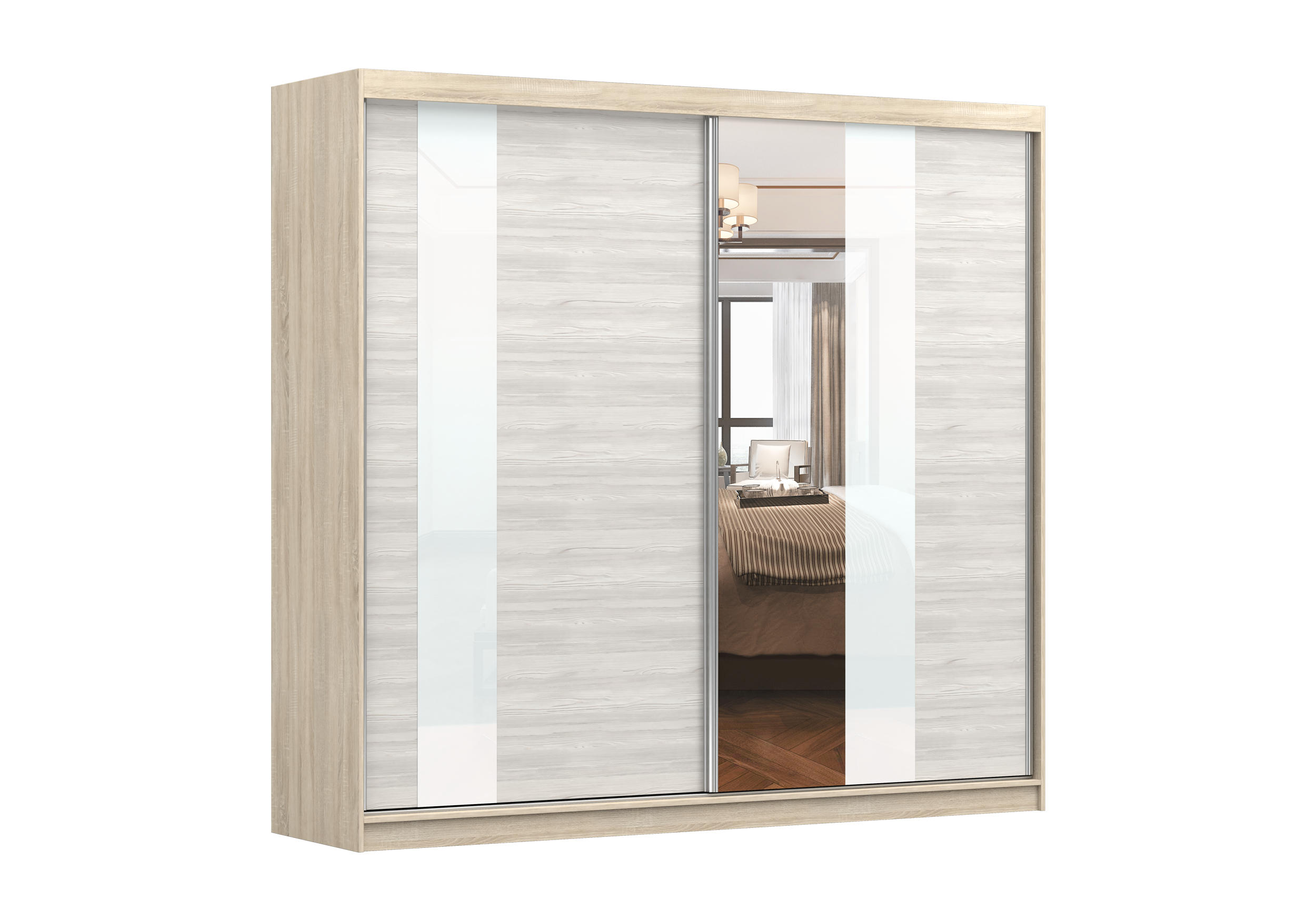 SCHIEBETÜRENSCHRANK - BEN 32 233 CM (Sonoma) - Sonoma Eiche, Holzwerkstoff (233/218/61cm) - Möblo