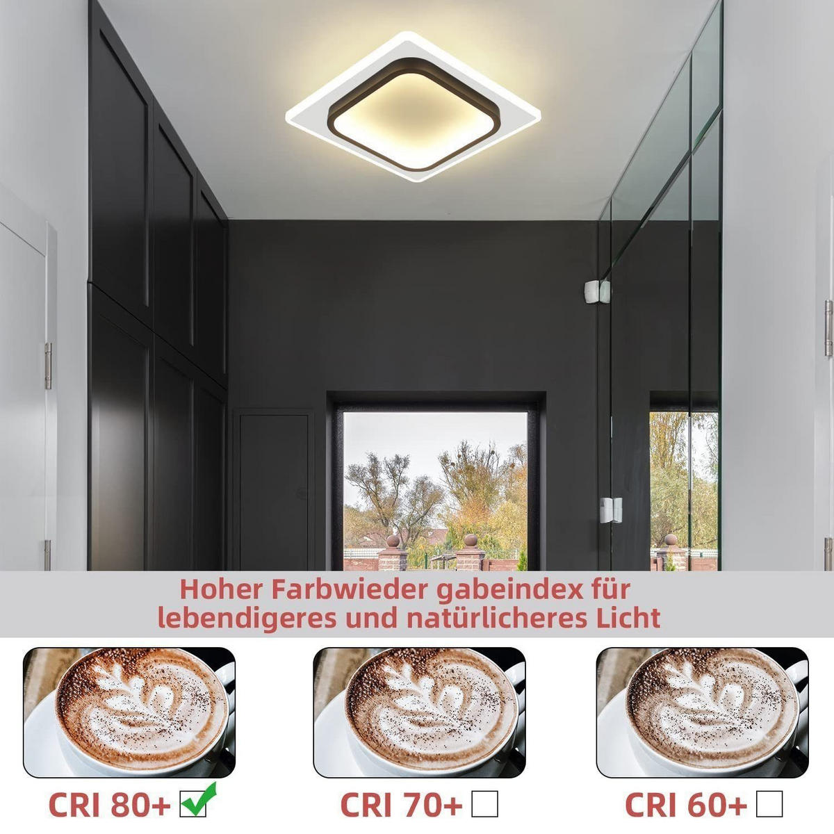 LED-DECKENLEUCHTE Harmonie 23.5/23.5/7 cm - Schwarz/Weiß, Kunststoff (23.5/23.5/7cm) - Nettlife