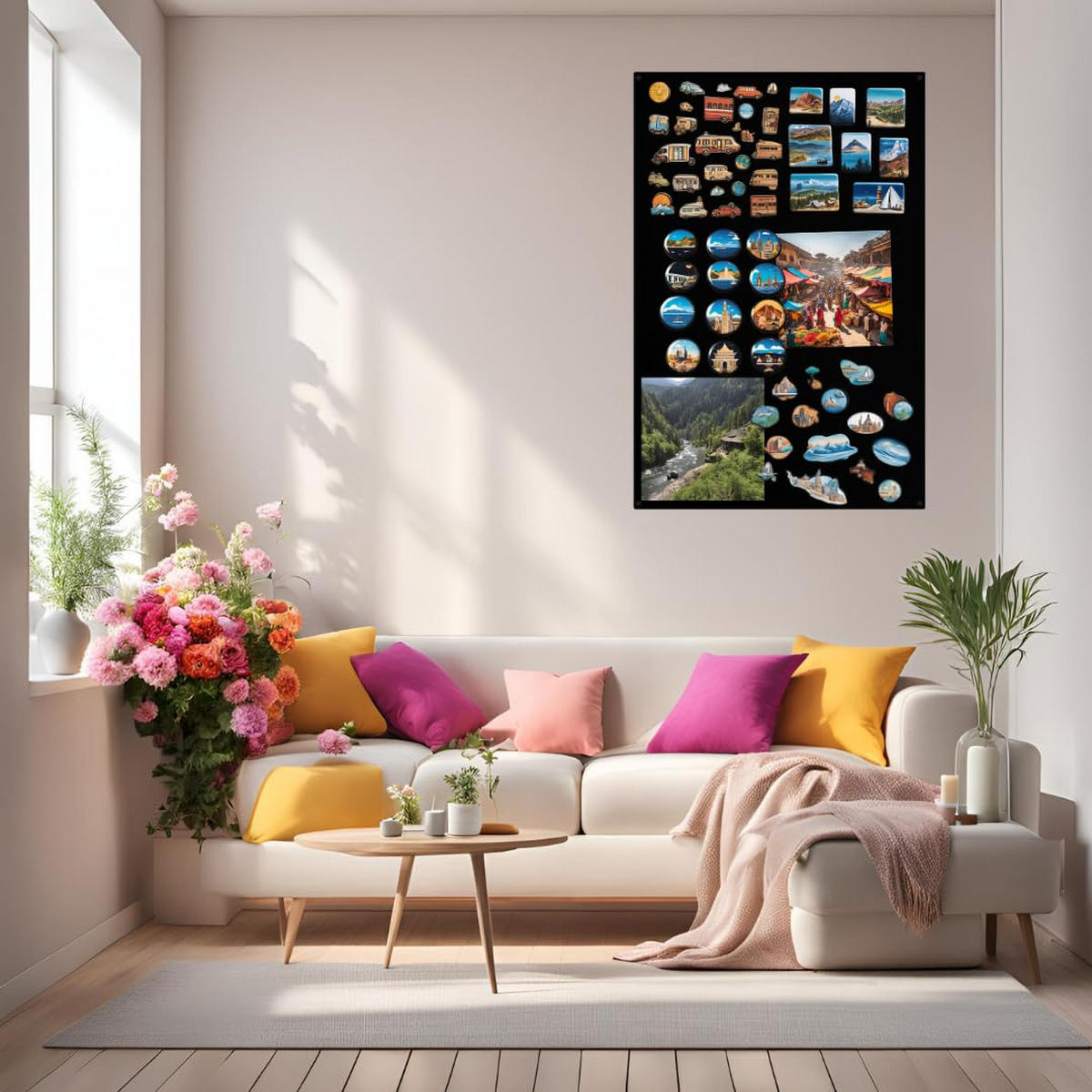 MAGNETTAFEL Klein & Groß Schwarz 80x50 cm - Magnetisches Stahlboard für Magnete, Fotos und Notizen, Beschreibbar - Schwarz, Metall (50/80/0.7cm) - ANWICAR