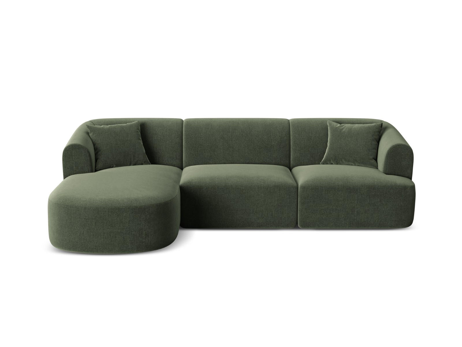 MODULARES-ECKSOFA links Campi aus Samt grün 4 Sitzplätze - Grün, Textil (156/256cm) - Cosmopolitan Design