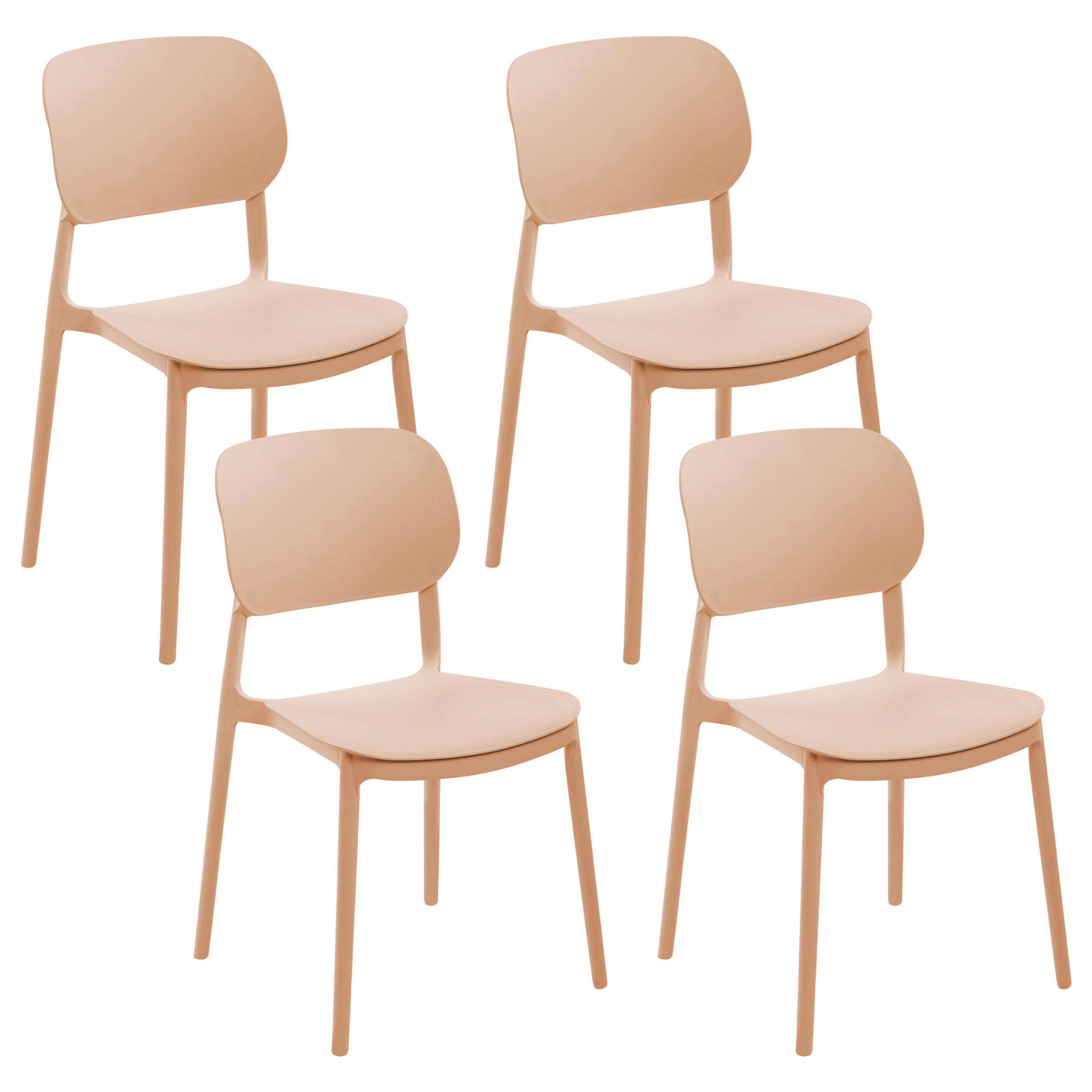 GARTENSTUHL 4er-Set Sandbeige Tupiza - Sandfarben, Kunststoff (47/82/48cm) - Beliani