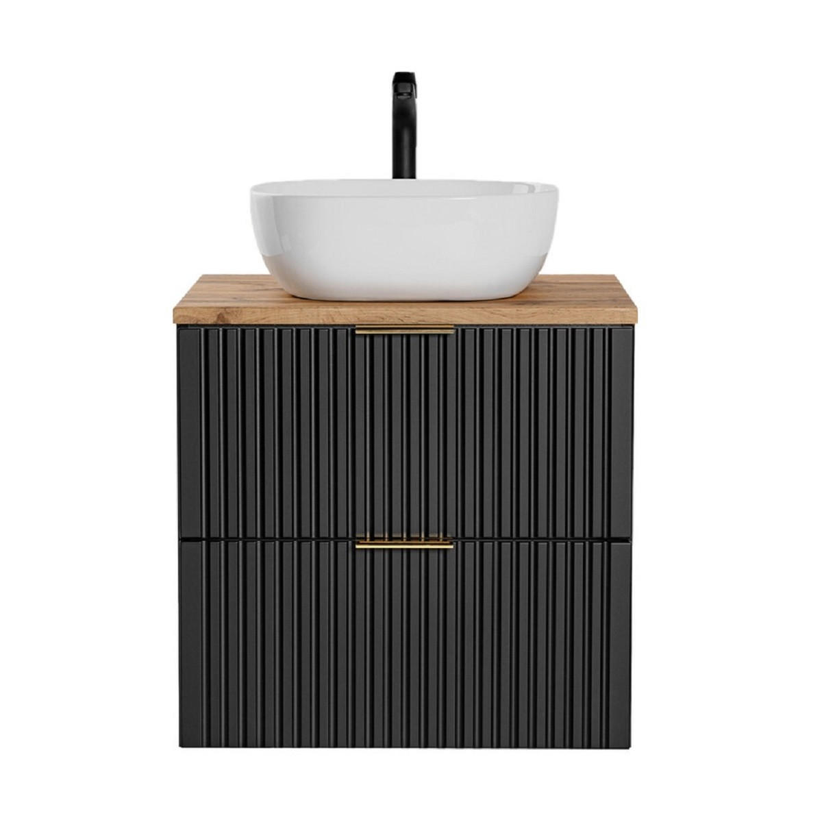 Milaros Markt Waschtischkombi Schwarz, Eiche Wotan 60x57x46 cm