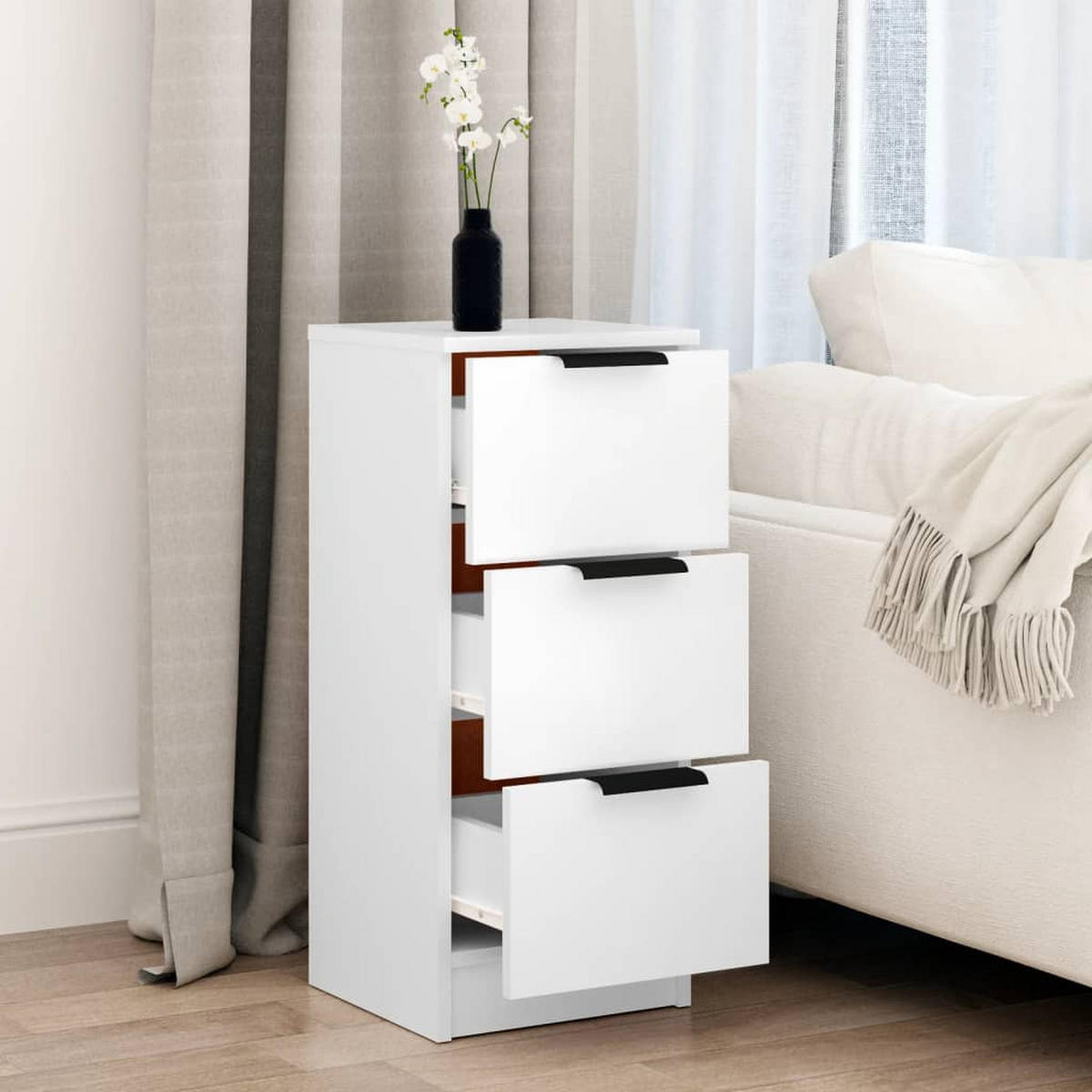 SIDEBOARD mit 3 Schubladen 30/30/70 cm aus Holzwerkstoff Weiß - Weiß, Holz (30/70/30cm) - vidaXL