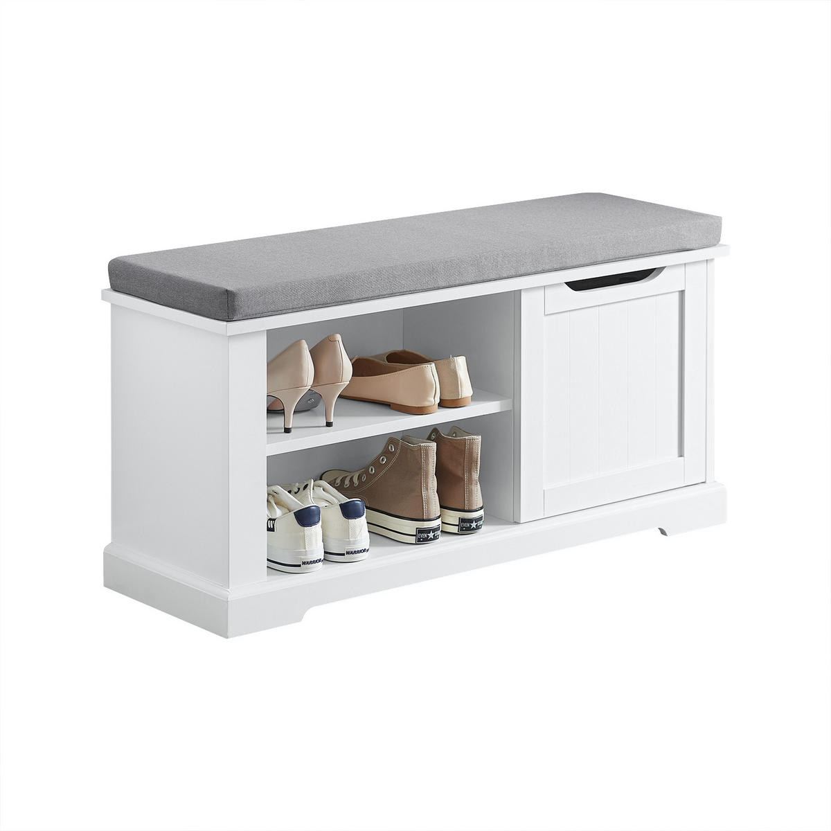 SCHUHBANK Weiß - Weiß, Holzwerkstoff (90/45/30cm) - SoBuy