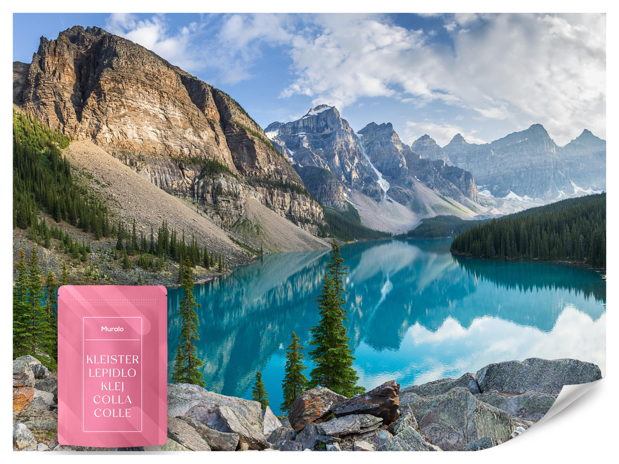 FOTOTAPETE für Wohnzimmer Bergsee Landschaft 3D 350x256 - Beige/Braun, Papier (350/256cm) - Muralo