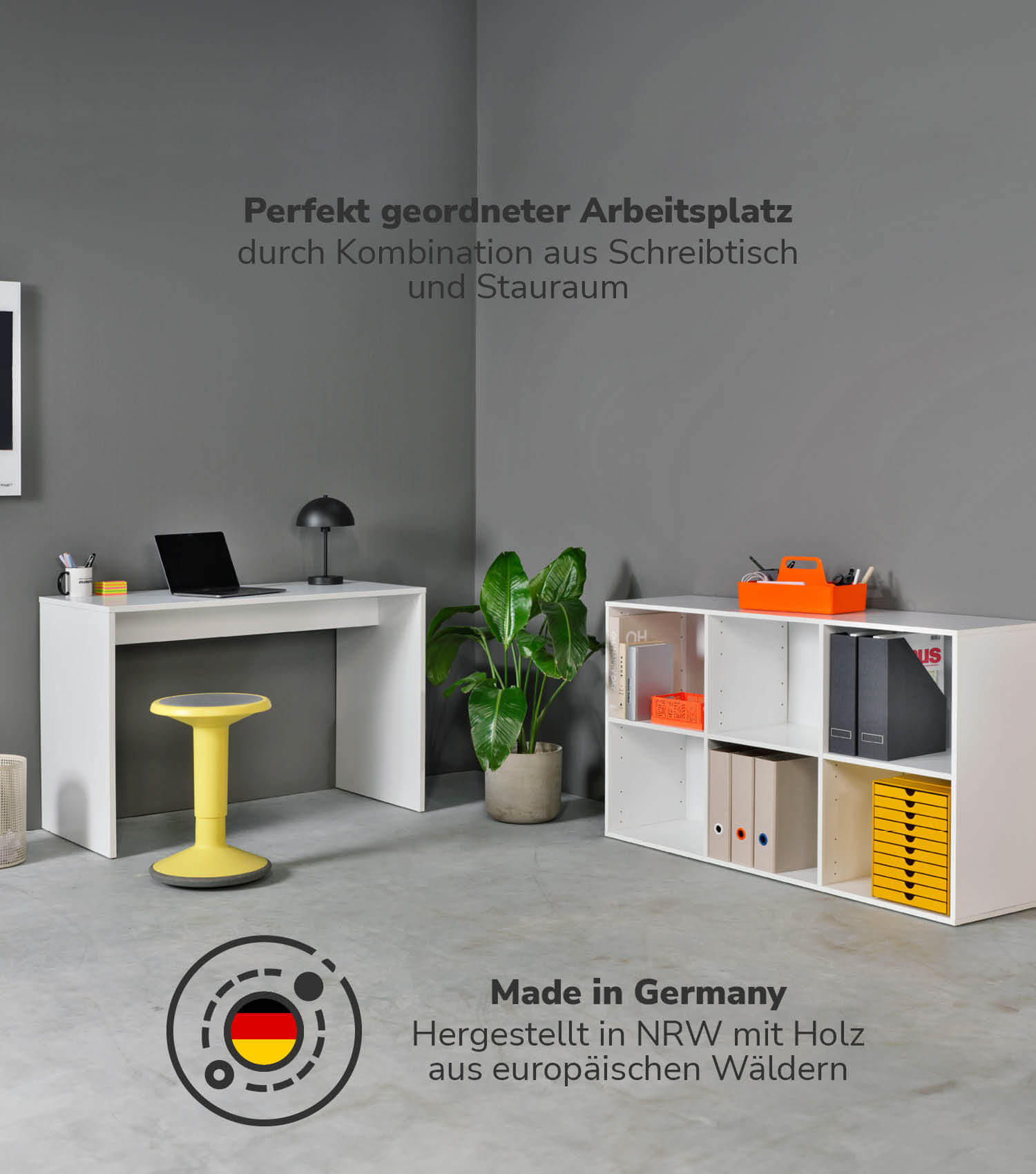 SCHREIBTISCH Der Produktive - Weiß, Holzwerkstoff (54/112/77cm) - Mokebo