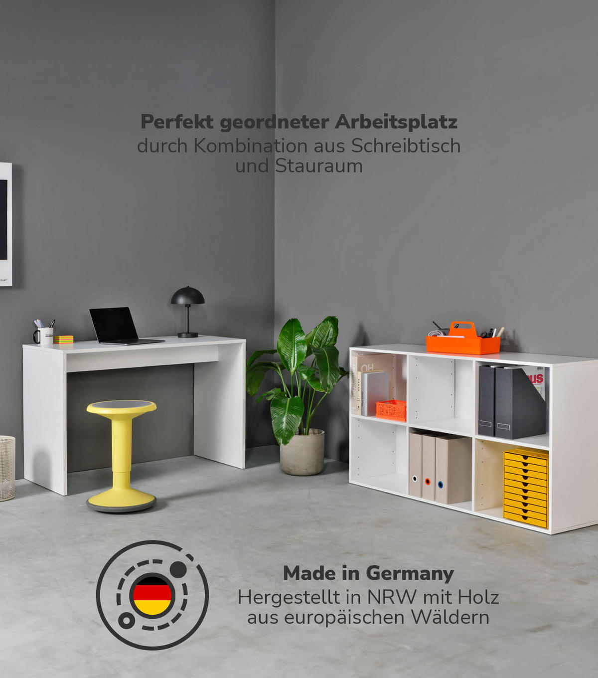 SCHREIBTISCH Der Produktive - Weiß, Holzwerkstoff (54/112/77cm) - Mokebo