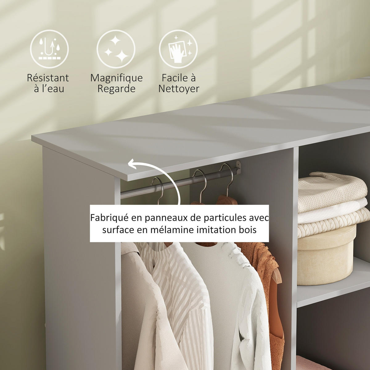 KLEIDERSCHRANK Grau 1 Stück - Grau, Holzwerkstoff (40/128/120cm) - GiPP