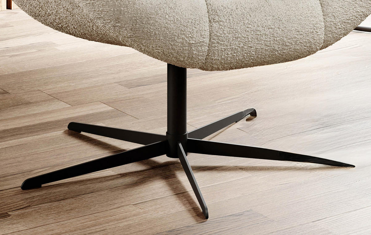 SESSEL SENSI Relaxstuhl mit 360° Drehung und Schwingfunktion – Lux-Schaumkissen, Beige, 104x46x119 cm - Beige/Schwarz, Holz/Textil (104/119/84cm) - DomoHome