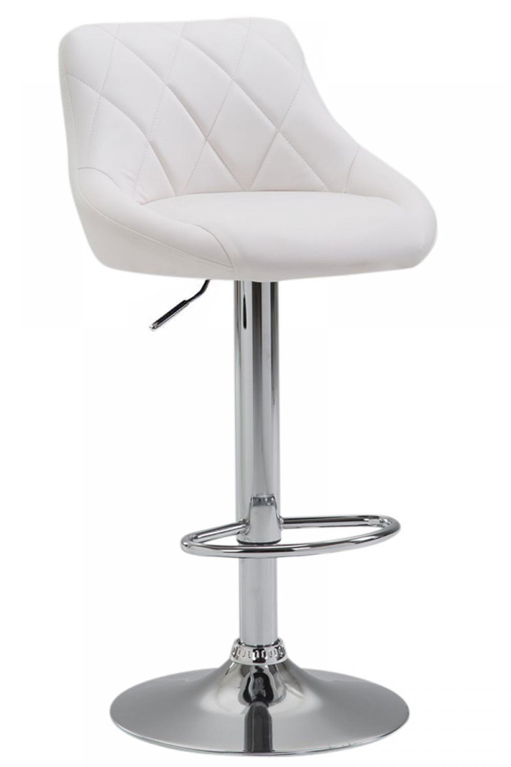 BARHOCKER Lederlook weiß - Chromfarben/Weiß, Textil/Metall (46/83/49cm) - CLP