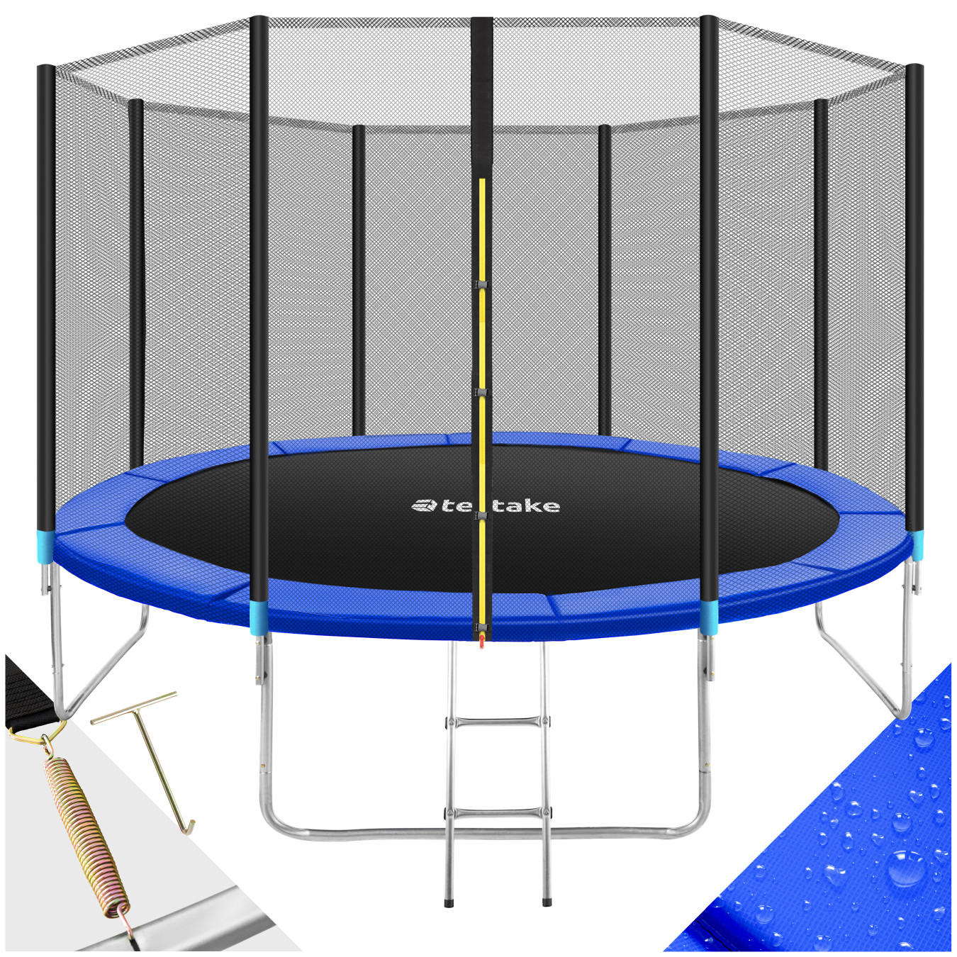 TRAMPOLIN Garfunky,inklusive Einstiegsleiter,schwarz/blau - Blau/Schwarz, Metall (396/260/396cm) - tectake