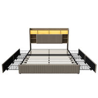 POLSTERBETT 140/200 cm Beige mit Schubladen und USB-Anschlüssen - Beige, Holz (140/200cm) - SHOPENTRA