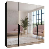 DREHTÜRENSCHRANK 202/200/52 4-türig - Schwarz, Holz/Metall (200/202/52cm) - Abiks Möbel