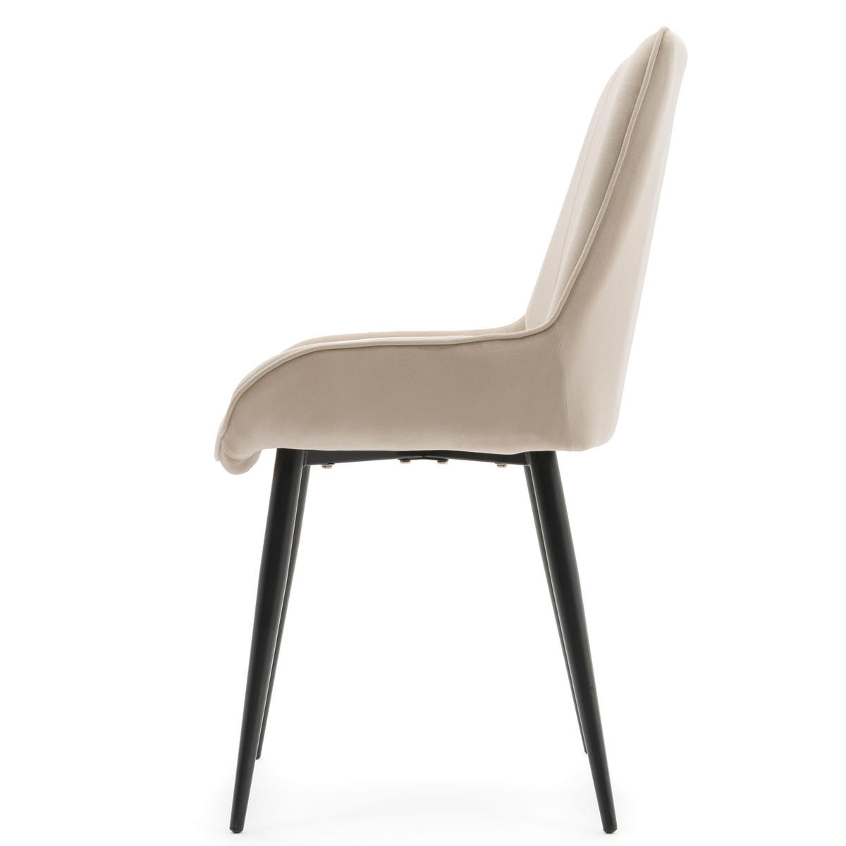 STUHL LUCA gepolstert mit Steppung - beige schwarze Beine - Samt Velours - Ecru/Beige, Textil/Metall (51/88/50cm) - NEW HOME