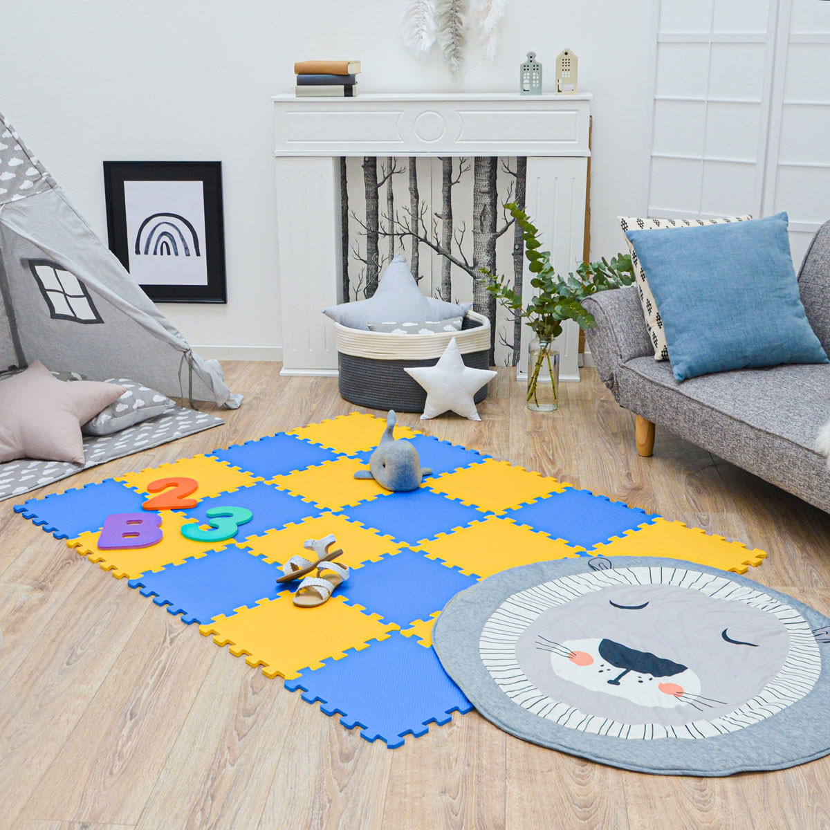 SPIELMATTE ab Null - 180/90/1 cm Puzzlematte Blau - Multicolor, Kunststoff (30/30cm) - Littletom