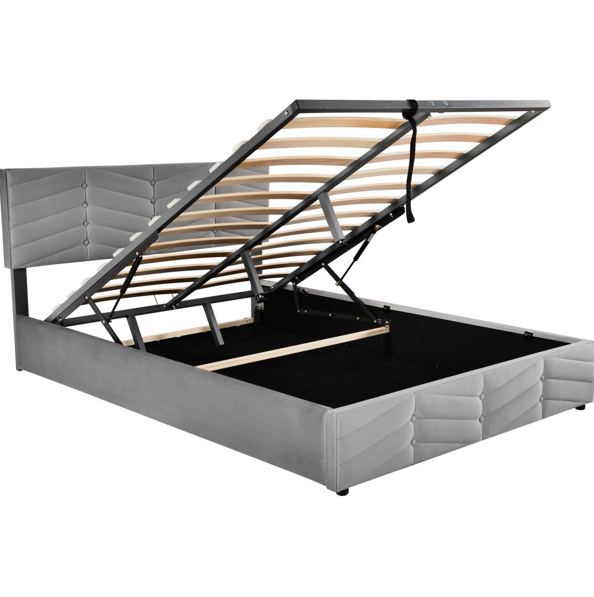 POLSTERBETT mit Bettkasten 140x190 cm Samt Grau - Grau, Metall (140/190cm) - Meubliv