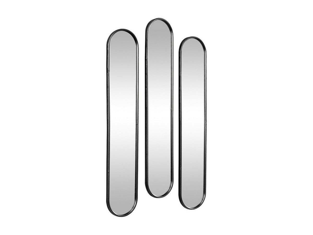 3ER-SET Spiegel oval - 23 x 120 cm - Metall - Schwarz - JAYLEN - Schwarz, Metall (23/120/2cm) - Vente-Unique