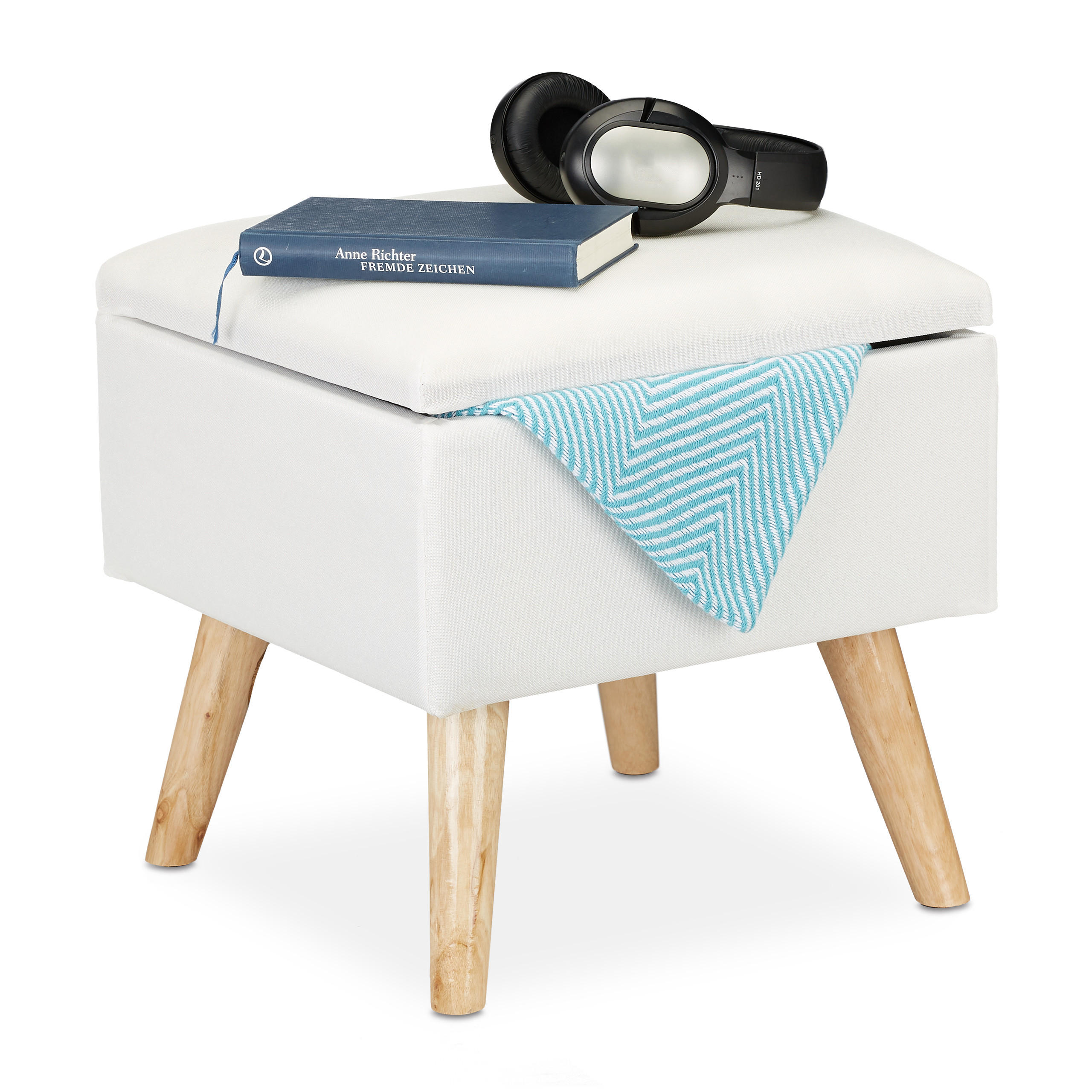 HOCKER - Weiß, Holz/Holzwerkstoff (40/40/40cm) - Relaxdays