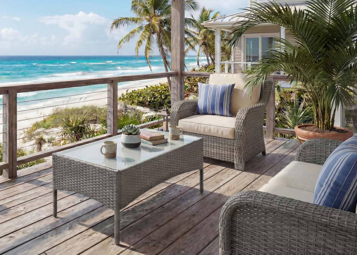 POLY-RATTAN GARTENTISCH rechteck Grau - Grau, Kunststoff (48/79/38cm) - MCW