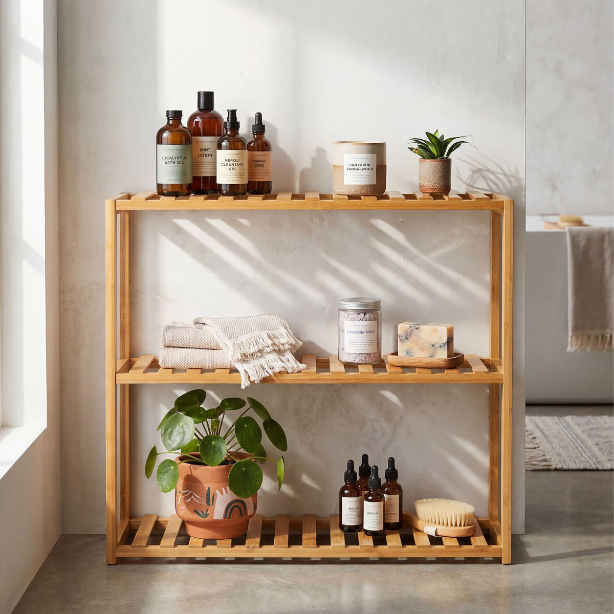 BADREGAL Katjana, 60 x 15 x 54,5 cm, braun - Braun, Holz (15/54.5/60cm) - tectake