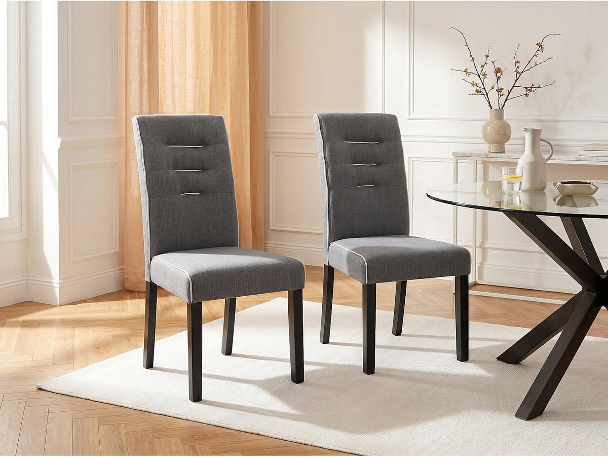 STUHL - 47 cm x 59.5 cm - Stoff - Grau - GABELLE - Grau, Textil (47/100/59.5cm) - Vente-Unique