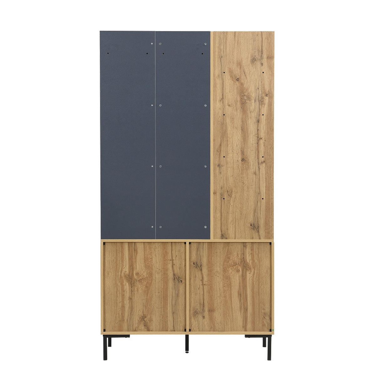 KÜCHENSCHRANK MIT SCHUHFACH UND HAKEN Holz/Schwarz Industrie-Look 100/190,5/40 cm - Naturfarben, Kunststoff (40/190.05/100cm) - Rolipo