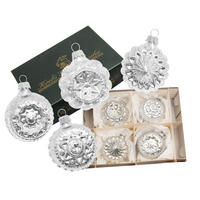 CHRISTBAUMSCHMUCK Formensortiment Silberfarbig 5cm (Glas / 4 Stk.) - Silberfarben, Glas (5/5/5cm) - Krebs Glas Lauscha