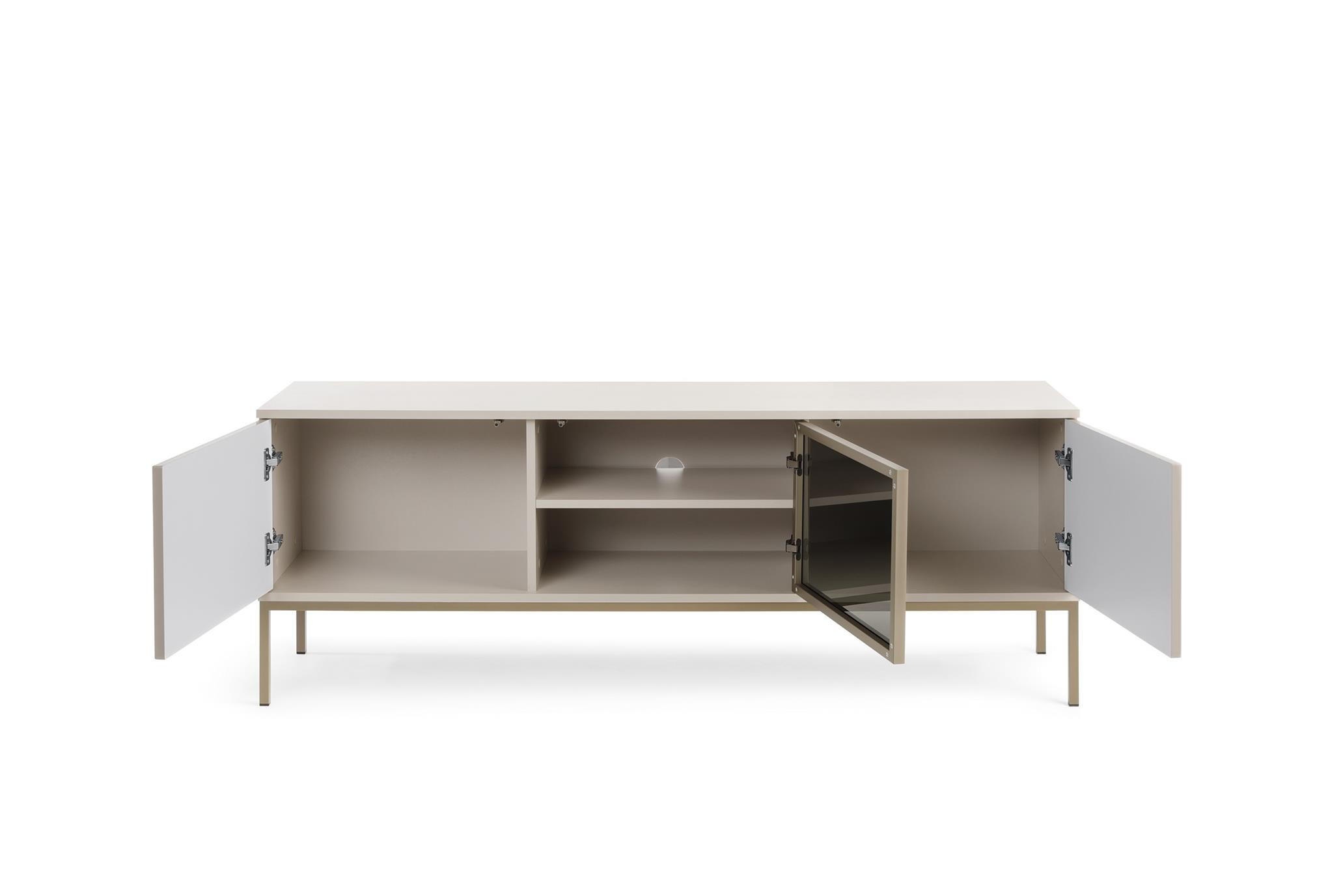 TV-SCHRANK Sentino Kaschmir, Dreitürig mit LED - Kaschmir, Holzwerkstoff/Metall (154/56/39cm) - Bettso