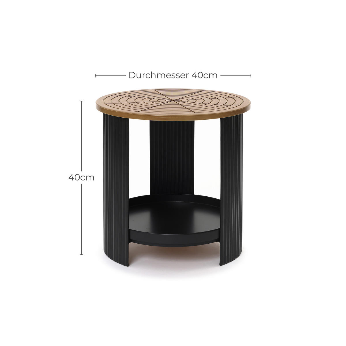 BEISTELLTISCH, MDF und Eisen, D40 cm, H40 cm - Schwarz, Holz (40/40/40cm) - Hometopia