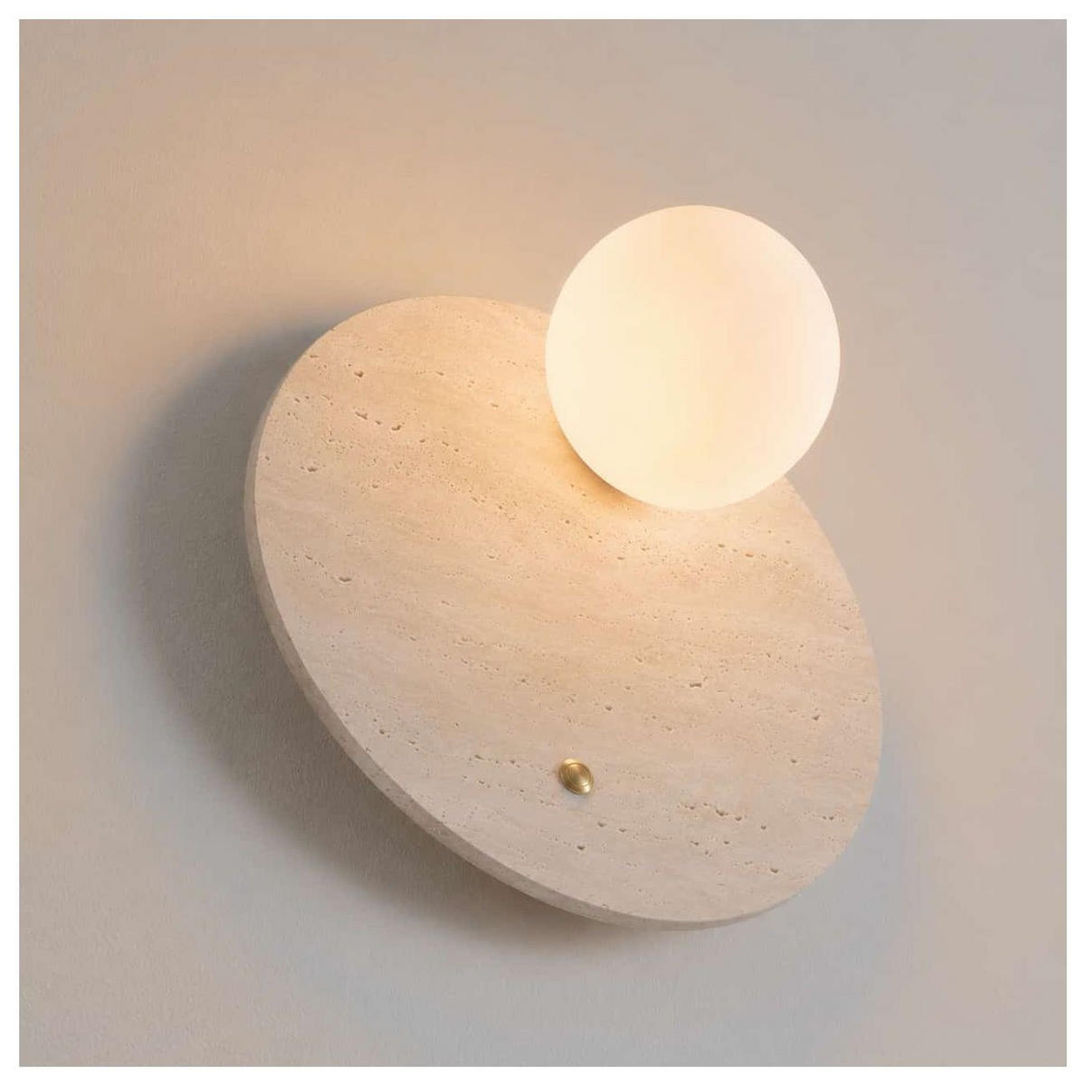 WANDLEUCHTE aus Travertin-Marmor und Glas - Oré - Beige, Glas (30/30/15.5cm) - KOSILUM